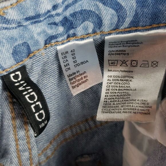 H&m Divided Women's 10 Swirl Blue Jeans - Picture 8 of 15